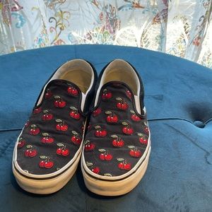 Vans Embroidered Cherry Slip On size 9.5